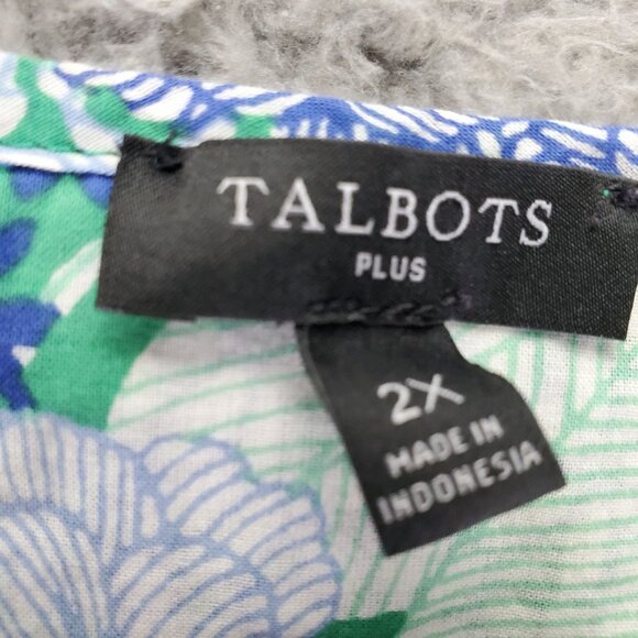 Talbots Top Womens 2X Multicolor Floral Print Long Sleeve Lightweight Blouse - Picture 2 of 8